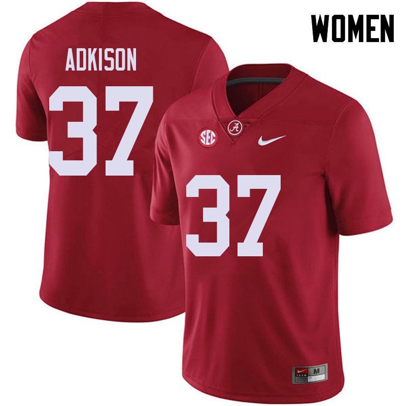 Women #37 Dalton Adkison Alabama Crimson Tide College Football Jerseys Sale-Red